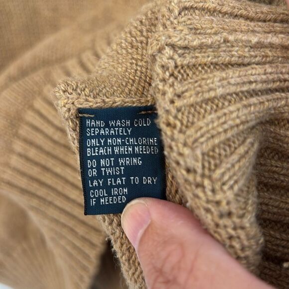 Ralph Lauren Men Women Unisex knit pullover Brown Zip-Up quarter zip Sweater LG - Picture 6 of 8